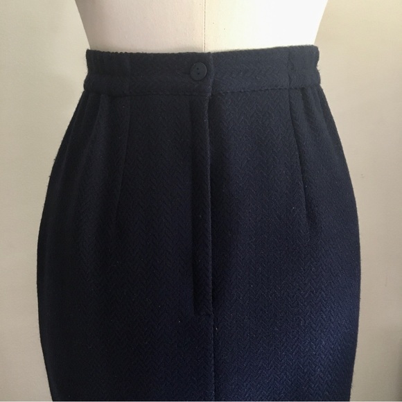 Vintage Wool Pencil Skirt (Navy Blue) - Picture 8 of 13
